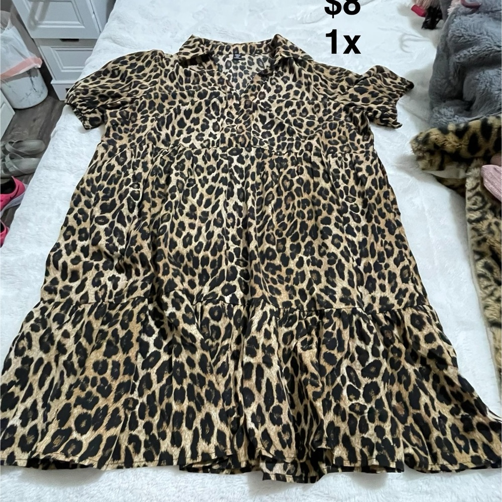 SHEIN Animal Print Collared Dress
